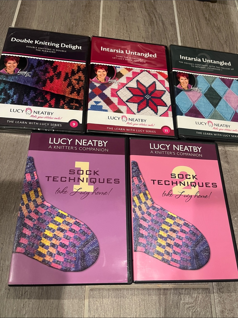 Lucy Neatby Knitting DVD set 5 Learn With Lucy Series  9 11 12 sock techniques